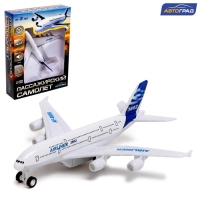 Самолёт металлический &laquo;Пассажирский&raquo;, инерционный, световые и звуковые эффекты, цвет бело-синий