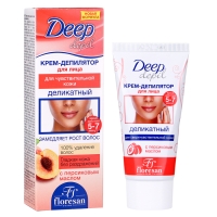 Деликатный крем-депилятор Floresan Deep Depil для удаления волос на лице с маслом персика, 50 мл Деликатный крем-депилятор Floresan Deep Depil для удаления волос на лице с маслом персика, 50 мл