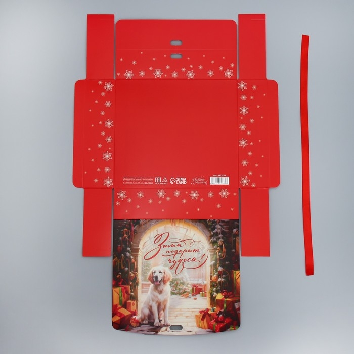 Коробка подарочная новогодняя складная двухсторонняя &laquo;Зима подарит чудеса&raquo;, 20 х 18 х 5 см, Новый год