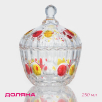 Сахарница стеклянная Доляна &laquo;Венеция краски&raquo;, 250 мл, 10&times;13 см, с крышкой