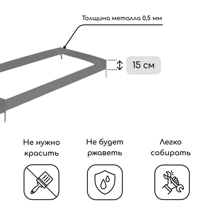 Грядка оцинкованная, 390 &times; 100 &times; 15 см, Greengo