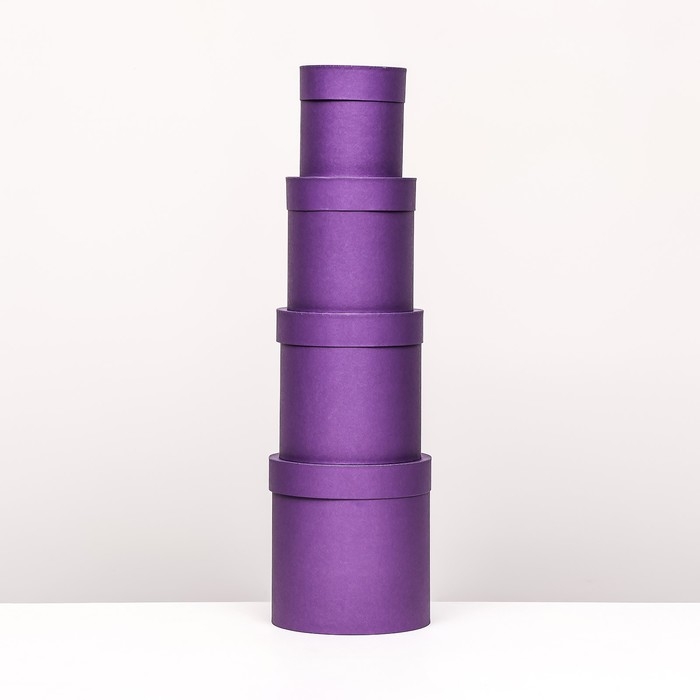 Набор шляпных коробок  4 в 1 "Фиолетовый", 20 &times; 20 ‒13 &times; 13 см