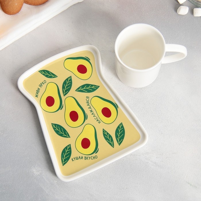 Чайная пара керамическая &laquo;Наслаждайся&raquo;, кружка 200 мл, блюдце 17.8х13.3 см, цвет белый