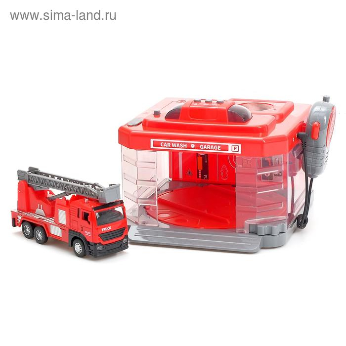 Парковка &laquo;Пожарная часть&raquo; с машинкой и рацией, световые и звуковые эффекты, МИКС