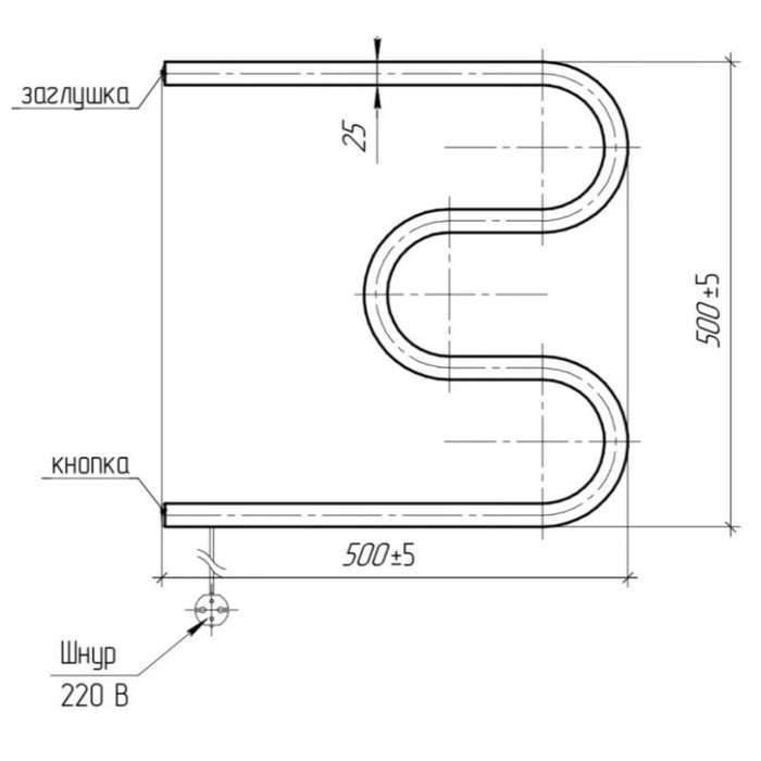 Полотенцесушитель электрический ТЕРА, М-образный, 500х500 мм Полотенцесушитель электрический ТЕРА, М-образный, 500х500 мм
