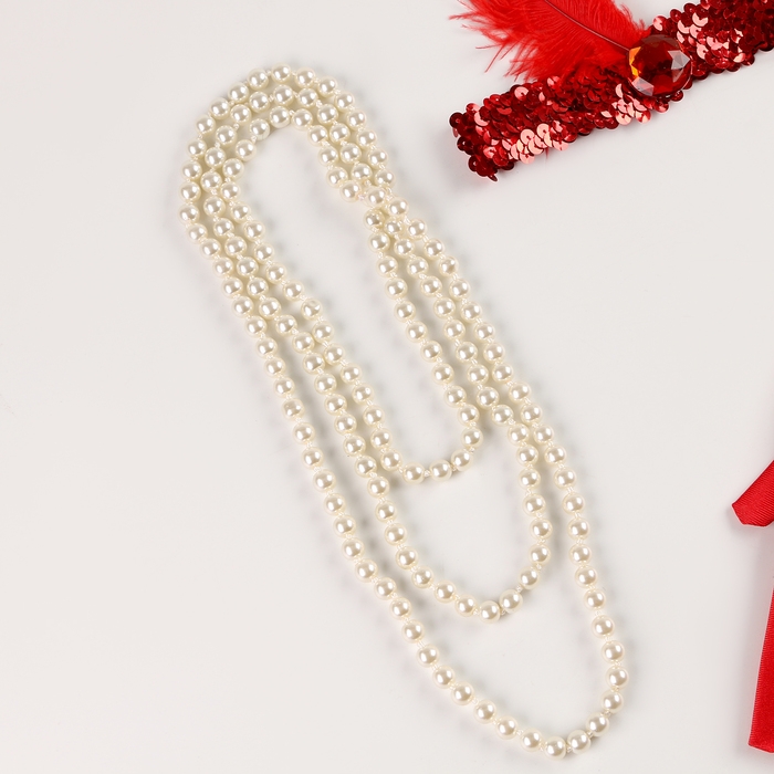 Карнавальный набор вечеринка &laquo;Гэтсби&raquo;, перчатки, повязка, бусы, цвет красный