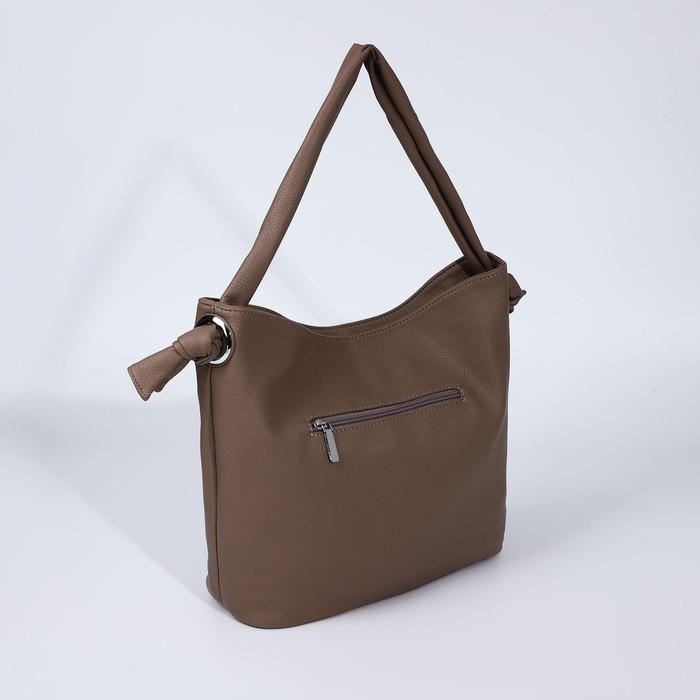 Сумка-тоут на молнии, 2 наружных кармана, цвет коричневый Сумка-тоут на молнии, 2 наружных кармана, цвет коричневый