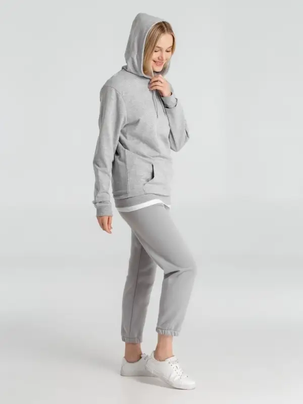 Толстовка с капюшоном унисекс Hoodie, серый меланж, размер XS