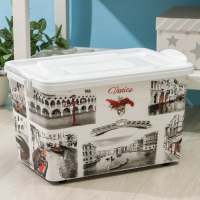 Контейнер для хранения с крышкой &laquo;Венеция&raquo;, 35 л, 50,5&times;31&times;30 см, на колёсиках, цвет белый