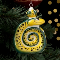 Ёлочный фарфоровая игрушка "Змей", крепление петля, 9 см Ёлочный фарфоровая игрушка "Змей", крепление петля, 9 см