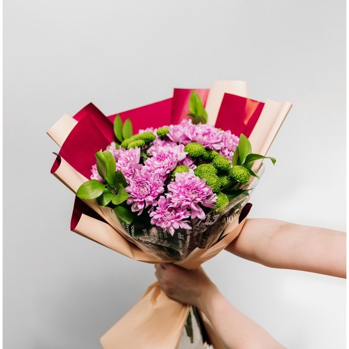 Плёнка для цветов упаковочная пудровая двухсторонняя &laquo;Бордо + жемчужно-розовый&raquo;, 50 мкм, 0.5 х 9 м