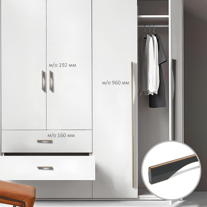 Ручка-скоба CAPPIO RSC032, м/о 192 мм, цвет черно-золотой Ручка-скоба CAPPIO RSC032, м/о 192 мм, цвет черно-золотой