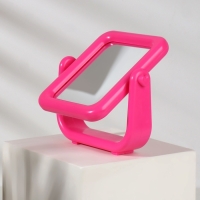 Зеркало настольное, зеркальная поверхность 7,8 &times; 9,8 см, цвет розовый