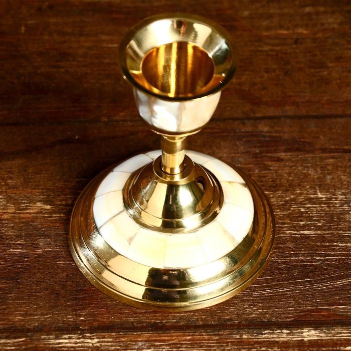 Подсвечник "Жасмин" латунь, перламутр 7,7х7,7х9 см