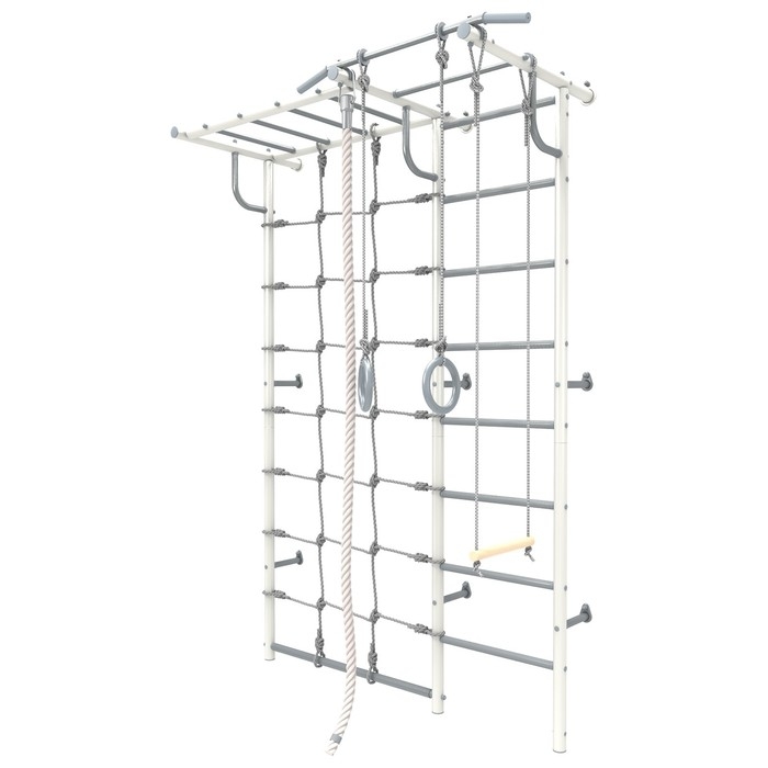 Детский спортивный комплекс 6.01.с «Роки с рукоходом-сеткой», цвет бело-серый Детский спортивный комплекс 6.01.с «Роки с рукоходом-сеткой», цвет бело-серый