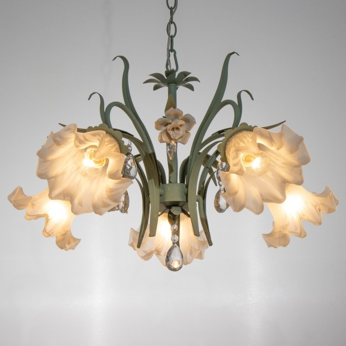 Люстра Люстра "Лиана" 5хЕ27 40Вт зелёный 45х45х40-90 см