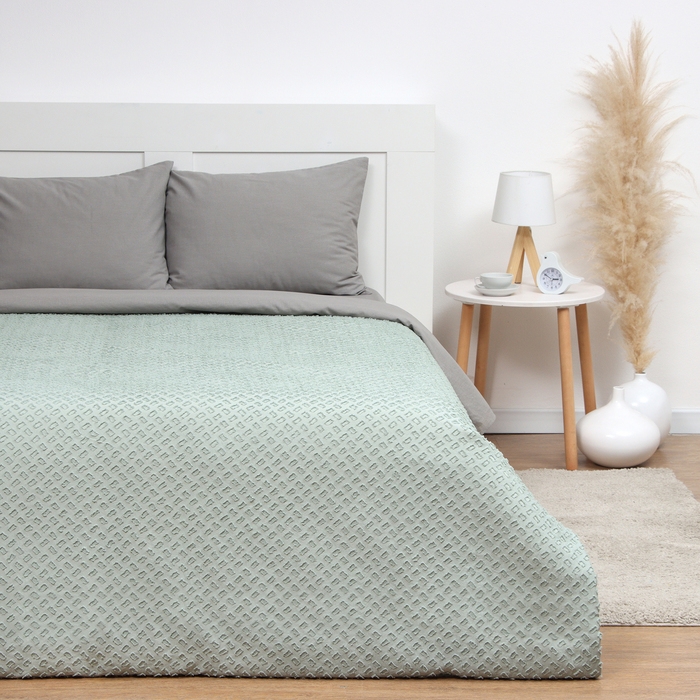 Покрывало LoveLife Tufting: Квадрат цв.зеленый, 150*220&plusmn;5см, микрофайбер, 100% п/э