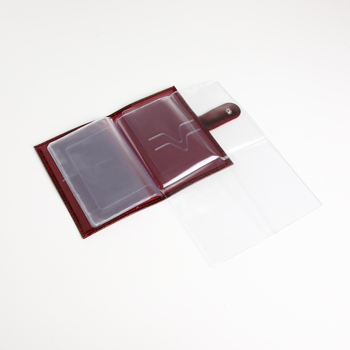 Обложка для автодокументов на кнопке, TEXTURA, цвет бордовый Обложка для автодокументов на кнопке, TEXTURA, цвет бордовый