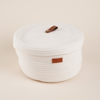 Корзина для хранения SL Home &laquo;Бэлл&raquo;, плетёная ручной работы, малая, 25&times;25&times;13,5 см, цвет белый