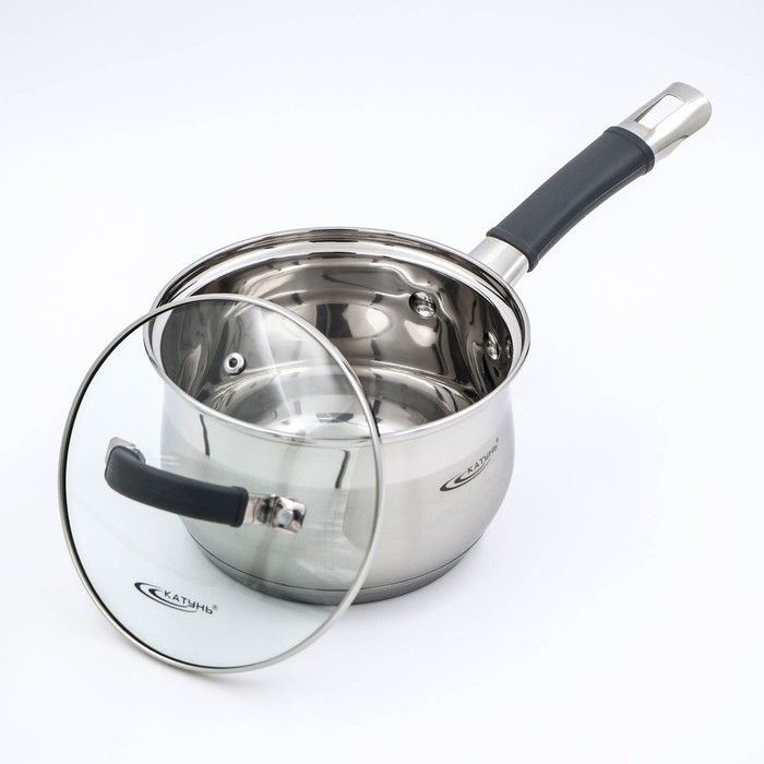 Ковш «Ирида», 1,9 л, d=16 см, стеклянная крышка, капсульное дно, пластиковая ручка, индукция Ковш «Ирида», 1,9 л, d=16 см, стеклянная крышка, капсульное дно, пластиковая ручка, индукция