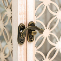 Подсвечник дерево на 1 свечу "Фонарь - витраж с узорами" беж 33х13,4х13,4 см