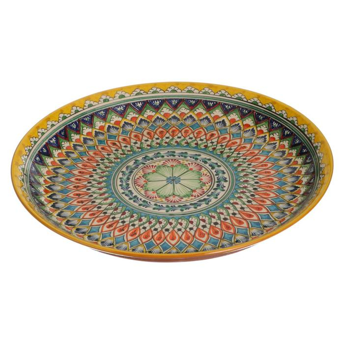 Ляган Риштанская Керамика Ляган Риштанская Керамика "Узоры", 36 см, жёлтый