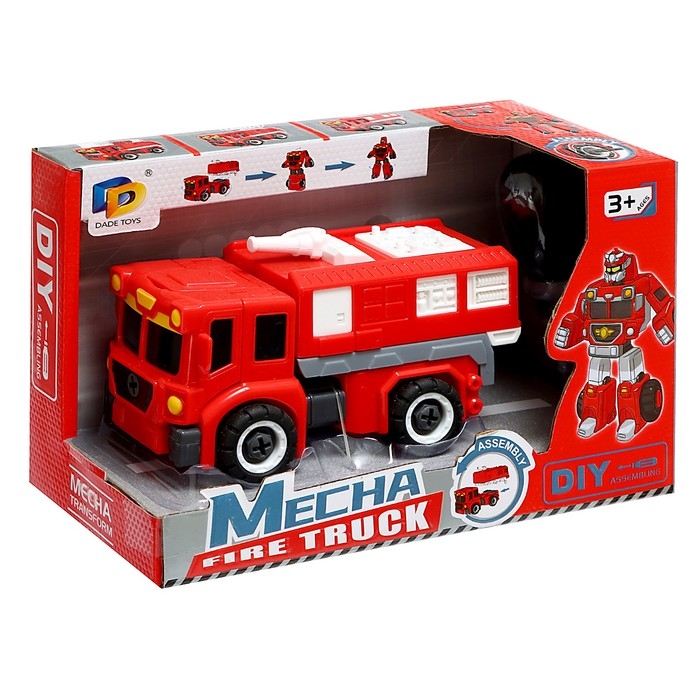Конструктор винтовой &laquo;Пожарная&raquo;, 2 в 1 робот-машина