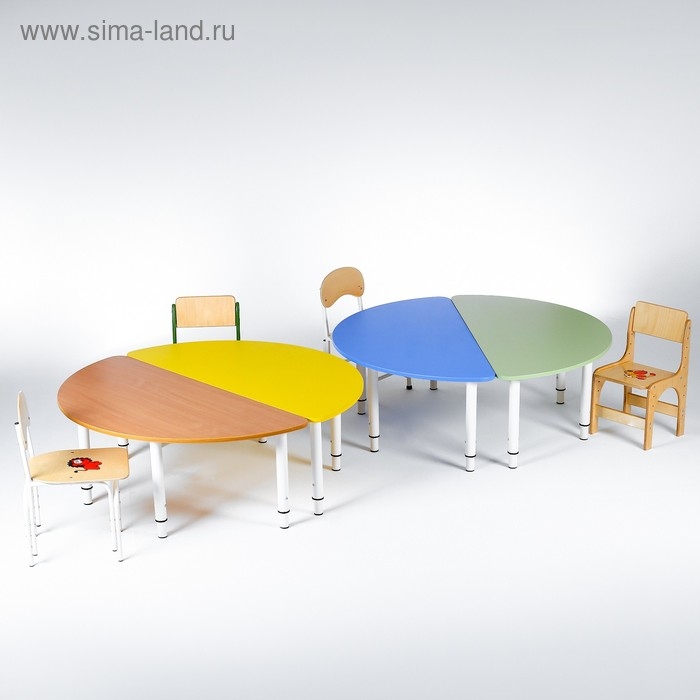 Стол Полукруг растущий гр.0-3 на металлокаркасе, Желтый