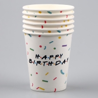 Стакан одноразовый бумажный &laquo;HAPPY BIRTHDAY&raquo;, 250 мл, набор 6 шт.