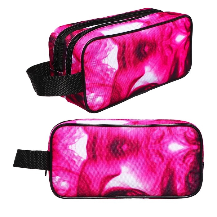 Пенал мягкий 2 отделения, 100 х 220 х 70 мм, объёмный, с ручкой,Calligrata, Пенал мягкий 2 отделения, 100 х 220 х 70 мм, объёмный, с ручкой,Calligrata, "Фуксия"