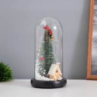 Светильник колба &laquo;Дед мороз и пряничный домик&raquo; 1,5Вт, LED, 3xAAA, черный USB 11х11х21см