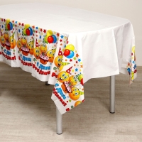 Скатерть одноразовая &laquo;С Днём рождения&raquo;, смайлы и тортик, 180х137 см