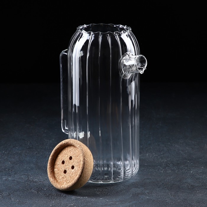 Кувшин стеклянный с пробковой крышкой «Эко», 1,6 л, 18×11×25 см Кувшин стеклянный с пробковой крышкой «Эко», 1,6 л, 18×11×25 см