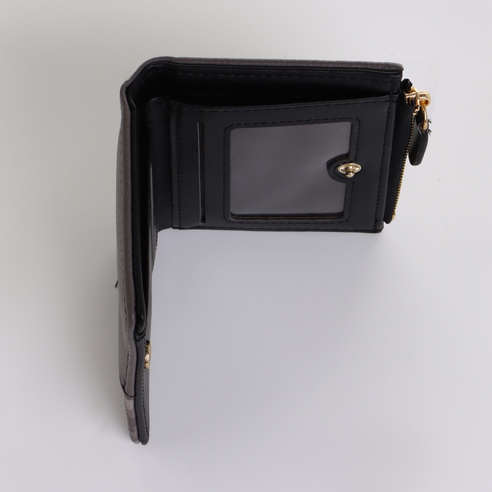 Кошелёк женский на кнопке, цвет чёрный Кошелёк женский на кнопке, цвет чёрный