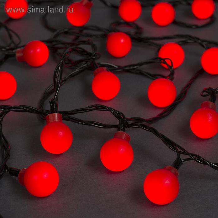 Гирлянда &laquo;Нить&raquo; 5 м с насадками &laquo;Шарики красные&raquo;, IP20, тёмная нить, 30 LED, свечение красное, 8 режимов, 220 В