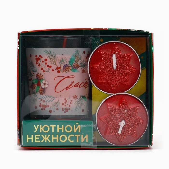 Новогодние свечи &laquo;Счастья&raquo;, набор 3 шт.