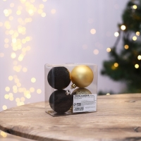 Шары ёлочные новогодние «Новогодних чудес», на Новый год, пластик, d=6, 4 шт., цвет черное золотой Шары ёлочные новогодние «Новогодних чудес», на Новый год, пластик, d=6, 4 шт., цвет черное золотой