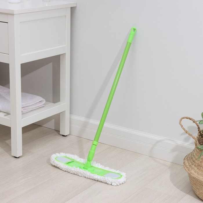 Швабра для мытья пола Доляна, микрофибра 38&times;8 см, гибкие края, телескопическая ручка 80(120) см