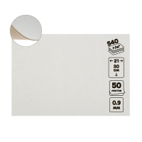 Картон переплётный 0.9 мм, 21 х 30, 50 листов, 540 г/м&sup2;, белый
