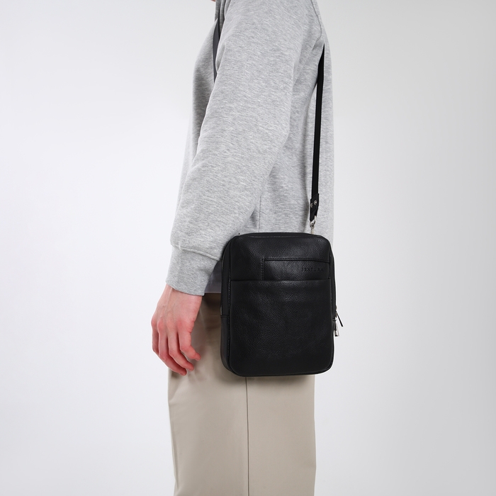 Сумка мужская через плечо TEXTURA, искусственная кожа, цвет чёрный