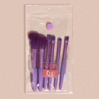 Набор кистей для макияжа, 6 предметов, PVC-пакет, цвет фиолетовый Набор кистей для макияжа, 6 предметов, PVC-пакет, цвет фиолетовый