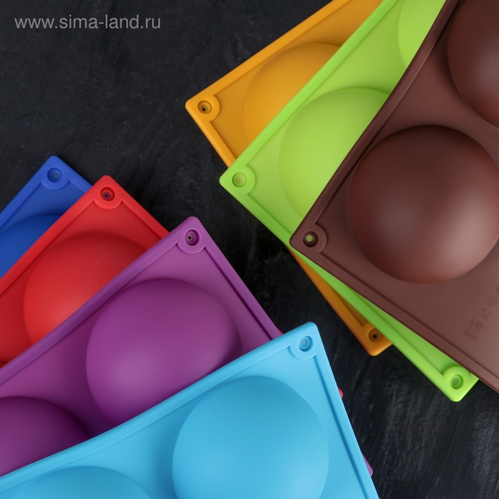 Форма для выпечки Доляна «Полусфера», силикон, 29,5×17 см, 5 ячеек, d=8 см, цвет МИКС Форма для выпечки Доляна «Полусфера», силикон, 29,5×17 см, 5 ячеек, d=8 см, цвет МИКС