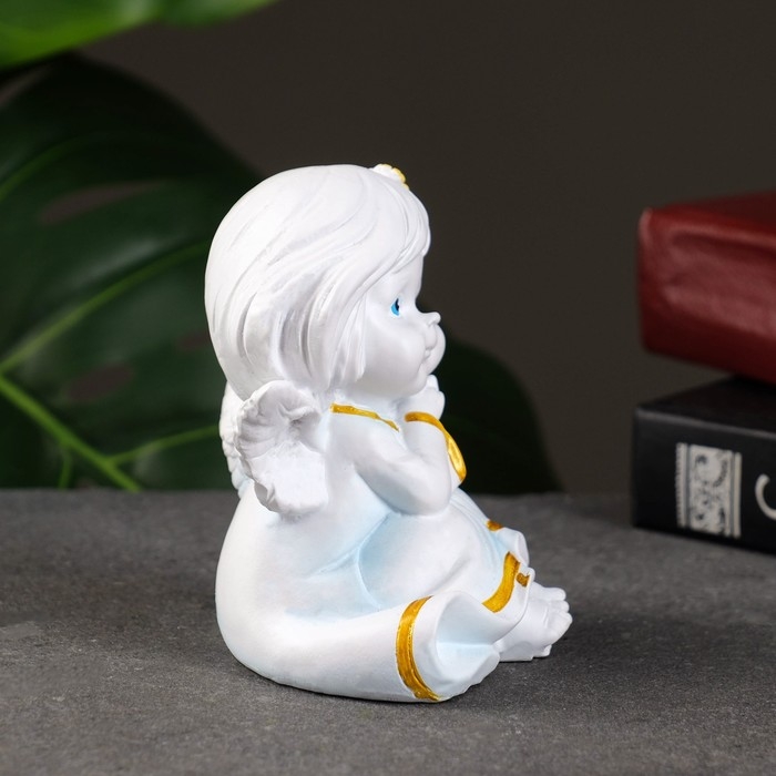 Фигура Фигура "Ангел с двумя цветочками в волосах" 7х8х9см