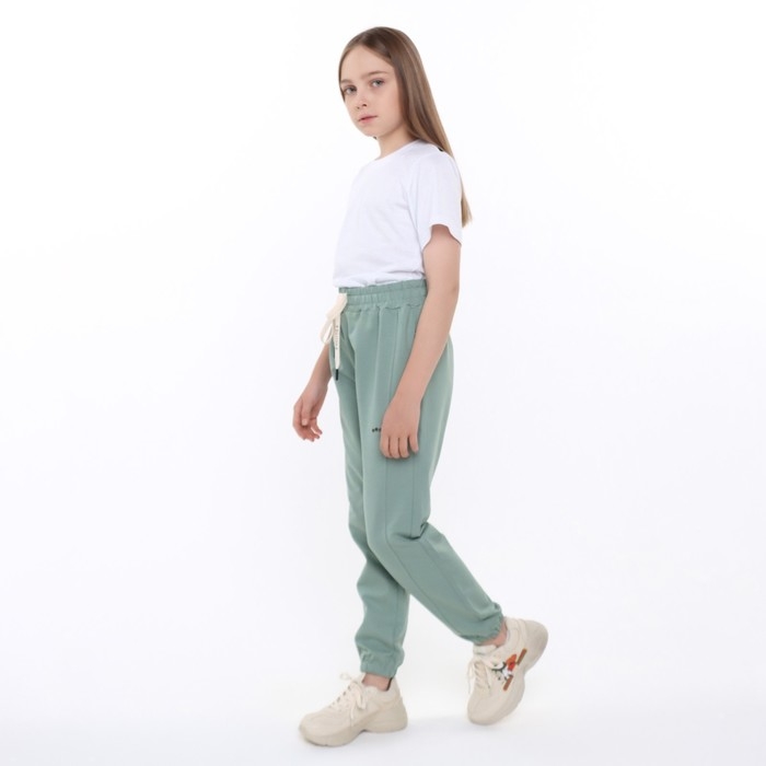 Брюки спортивные для девочек, цвет светло-зеленый, рост 164 см