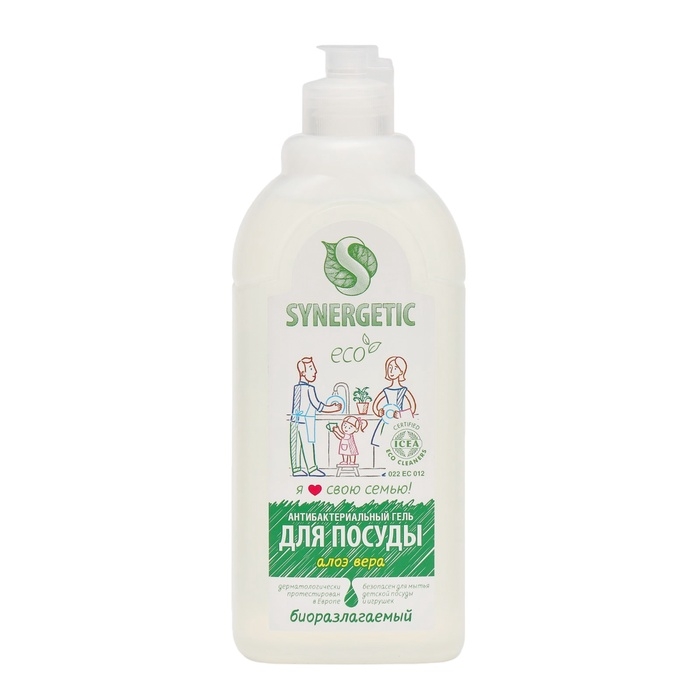 Средство для мытья посуды Synergetic Средство для мытья посуды Synergetic "Алоэ вера", с антибактериальным эффектом, 500 мл