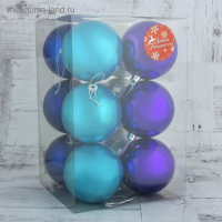 Набор шаров пластик d-8 см, 12 шт "Глянец" микс Набор шаров пластик d-8 см, 12 шт "Глянец" микс