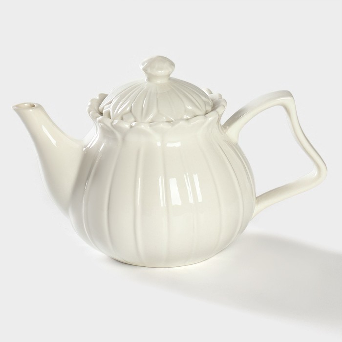 Чайник фарфоровый заварочный на подставке из бамбука BellaTenero &laquo;Тюльпан&raquo;, 700 мл, цвет белый