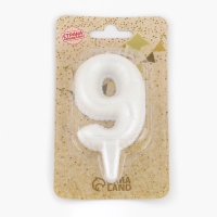 Свеча в торт "Шары", цифра "9", жемчужный, 5,5 см