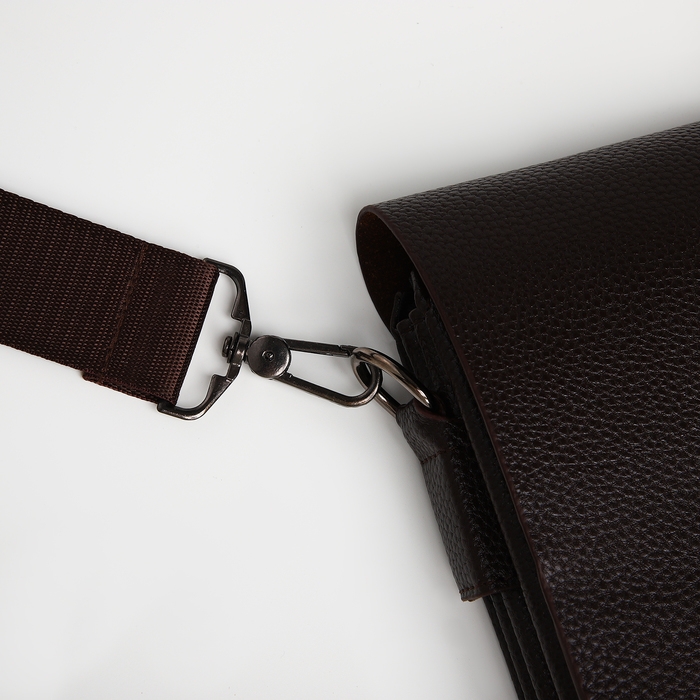 Сумка мужская через плечо TEXTURA, наружный карман, цвет коричневый