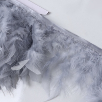 Тесьма с перьями индюка, 13-17 см, 5 &plusmn; 0,5 м, цвет светло-серый